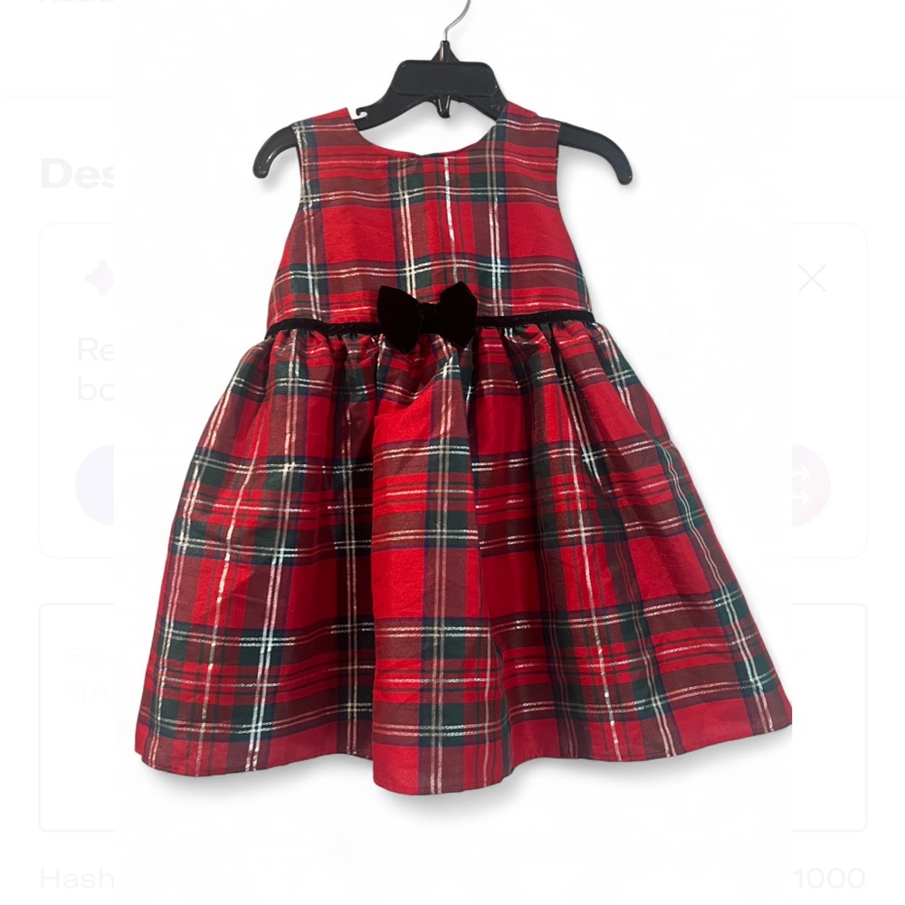 George Festive Plaid Dress with Black Velvet Top